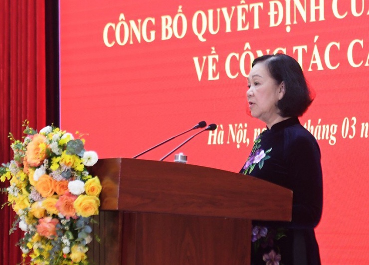  Thường trực Ban Bí thư, Trưởng Ban Tổ chức Trung ương Trương Thị Mai phát biểu tại buổi lễ. Ảnh: VOV 