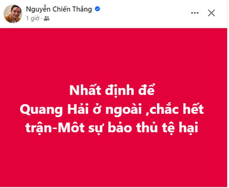 Diễn viên hài Chiến Thắng nhắc đến Quang Hải