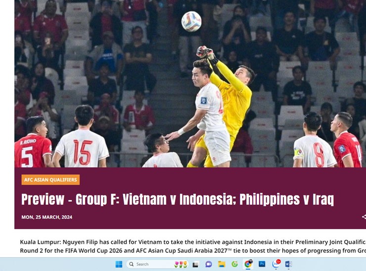 AFC tin rằng điểm tựa sân nhà sẽ giúp Việt Nam chơi tốt trước Indonesia