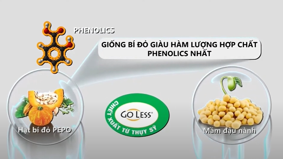 Sự kết hợp giữa chiết xuất hạt bí đỏ PEPO và mầm đậu nành tạo thành nguyên liệu GO-LESS.