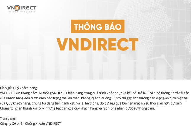 Sáng 27/3, hệ thống của VNDirect vẫn chưa thể truy cập sau 4 ngày xảy ra sự cố.