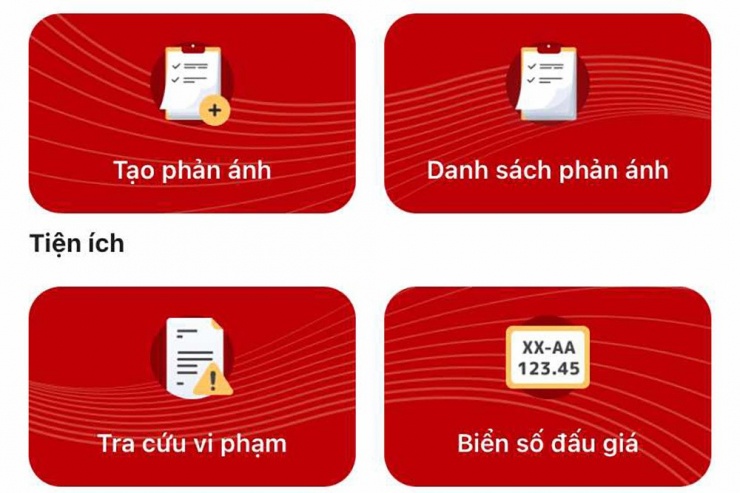 Ứng dụng VNeTraffic cho phép người dân gửi phản ánh vi phạm giao thông. Ảnh chụp màn hình