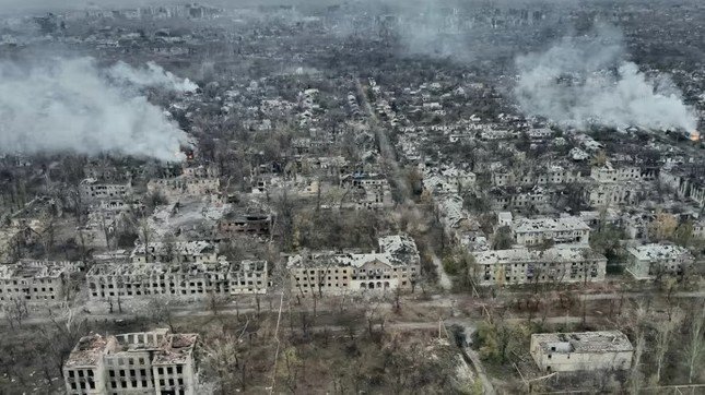 Khung cảnh tan hoang ở Toretsk. (Ảnh: Getty Images)