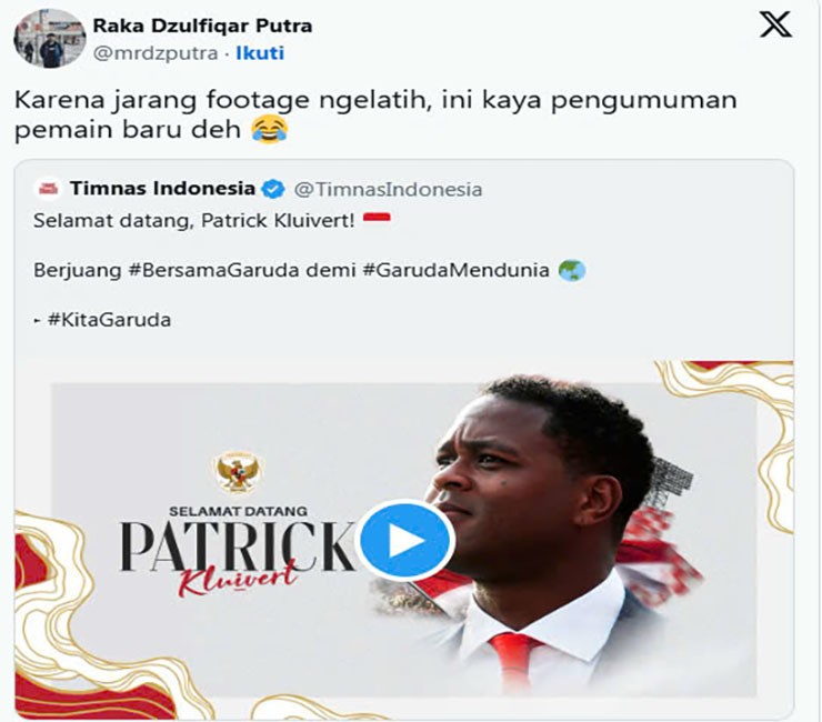 CĐV Indonesia "cà khịa" video giới thiệu&nbsp;Patrick Kluivert