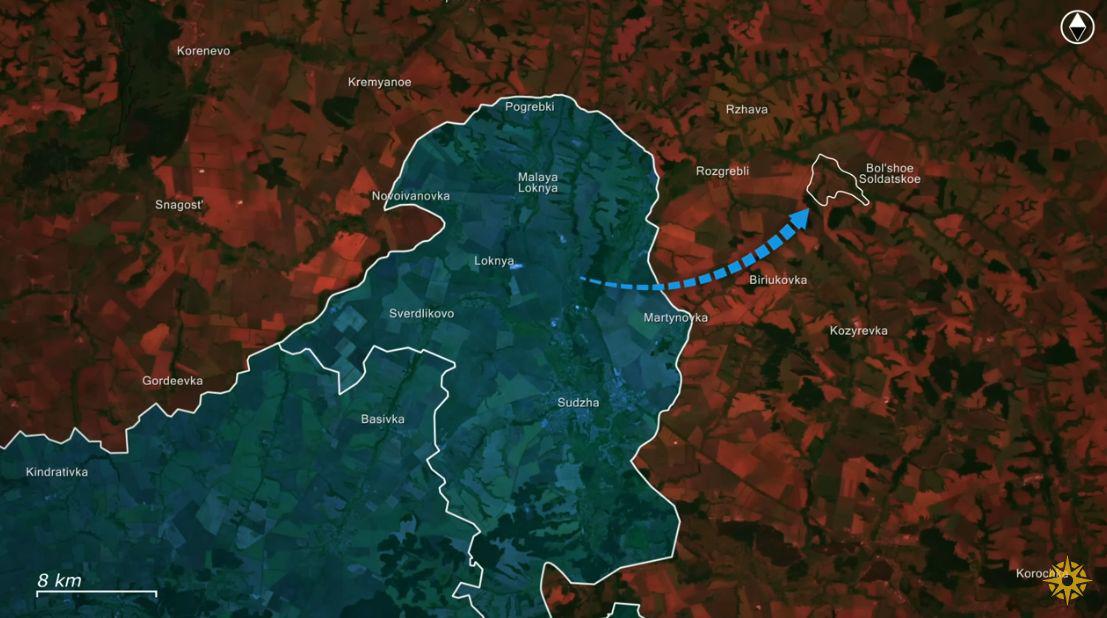 Hướng phản công của Ukraine ở vùng Kursk. Ảnh: Euromaidan Press.