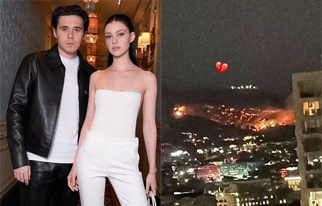 Brooklyn đăng ảnh chụp từ cửa sổ căn hộ, cho thấy đám cháy lan rộng. Ảnh: Instagram Brooklyn Beckham