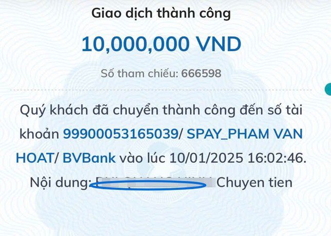 Các đối tượng đã hack tên đúng người chuyển khoản bằng mã QR để lừa người chuyển tiền (ảnh: N.M).