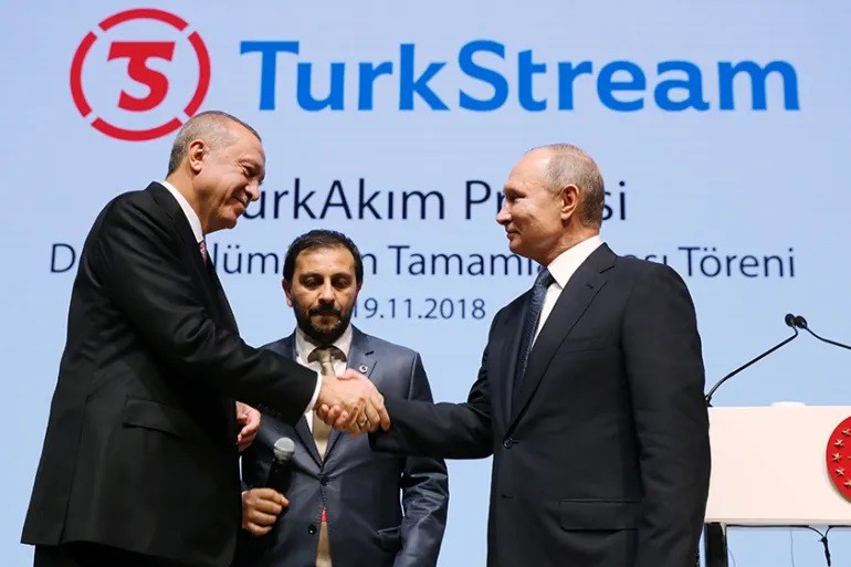 Tổng thống Nga Putin và Tổng thống Thổ Nhĩ Kỳ Erdogan khánh thành đường ống TurkStream (ảnh: Reuters)