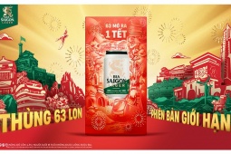 Bia Saigon Lager phiên bản giới hạn Tết 2025 - 63 mở ra 1 Tết