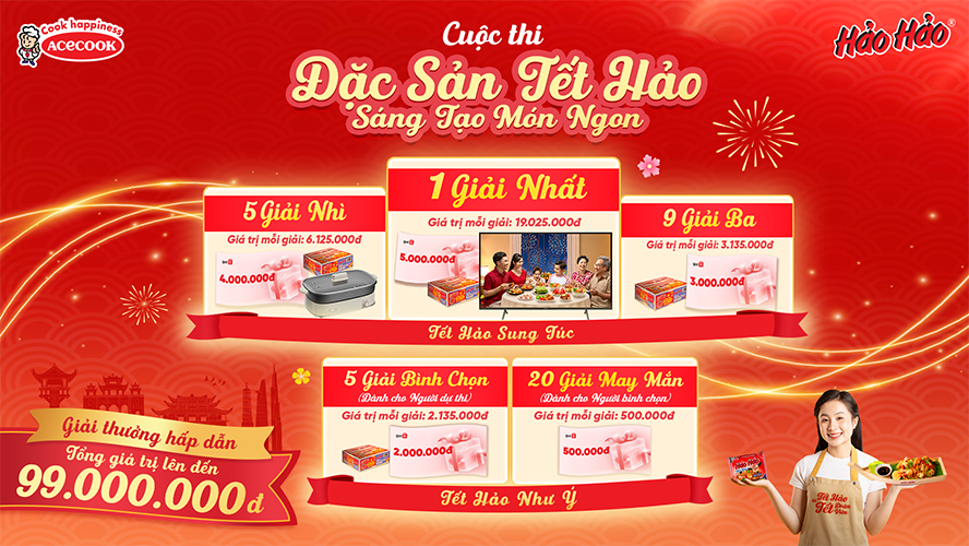 Cuộc thi sáng tạo món Tết cùng mì Hảo Hảo tạo tiếng vang với cơ cấu giải thưởng cực khủng.