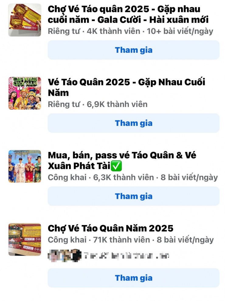 Các nhóm mua, bán vé "Táo Quân 2025" bùng nổ, tạo thành cơn sốt trên các nền tảng mạng xã hội.