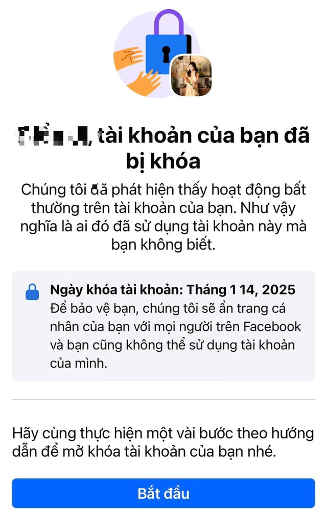 Một người dùng bất ngờ bị khóa tài khoản Facebook tối qua, 14-1