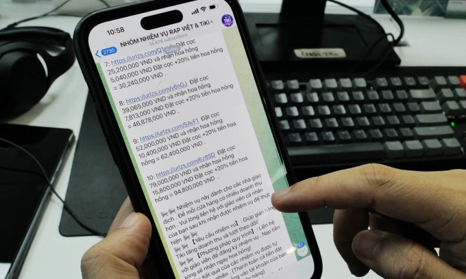 Một "nhiệm vụ" được rao trên một nhóm Telegram. Ảnh: Ngọc Thành