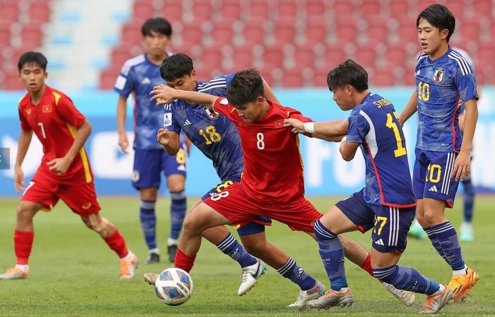 Chạm trán với U-17 Nhật Bản, U-17 Việt Nam hầu như không có cửa thắng. Ảnh: CTP