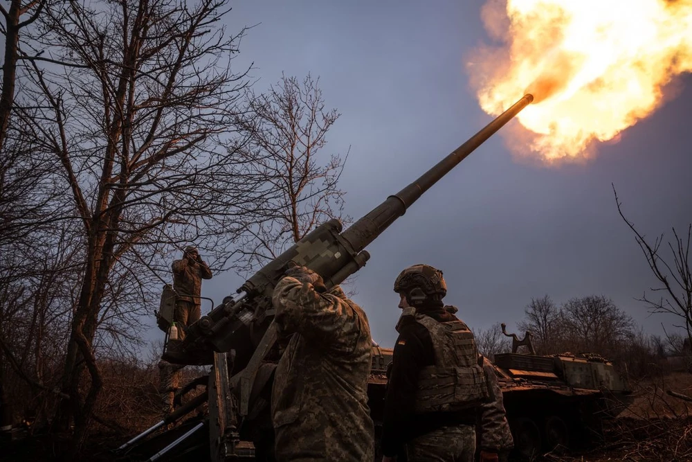 Binh sĩ Ukraine tham chiến trên hướng TP Chasiv Yar, tỉnh Donetsk (miền đông Ukraine) ngày 27-1. Ảnh: ANADOLU AGENCY