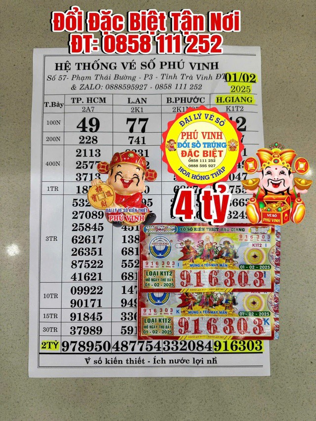 2 tờ vé số trúng giải đặc biệt dãy số 916303 được đại lý đổi cho em ruột của người đàn ông