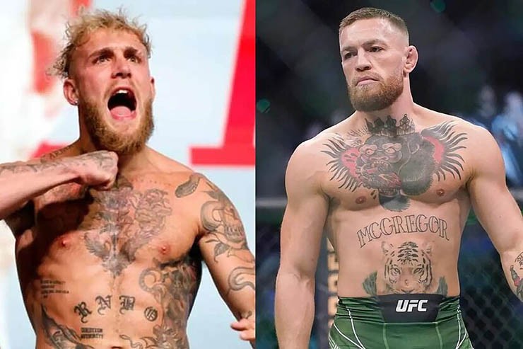 McGregor (bên phải) bị đánh giá thấp hơn Jake Paul