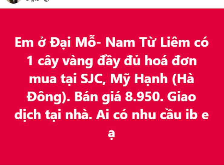 Các bài rao bán vàng xuất hiện nhan nhản trên các diễn đàn, hội nhóm trao đổi vàng.