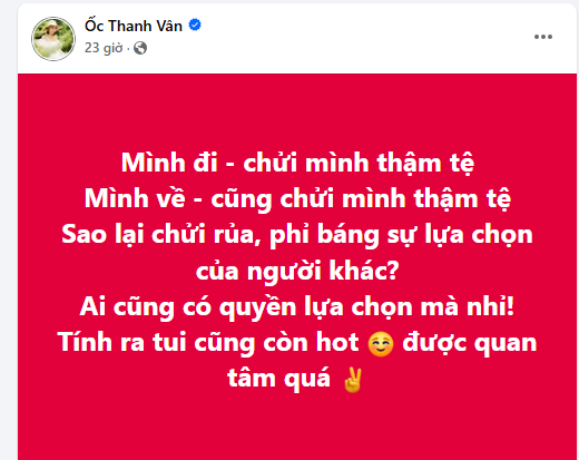 Ốc Thanh Vân bức xúc vì dính thị phi.