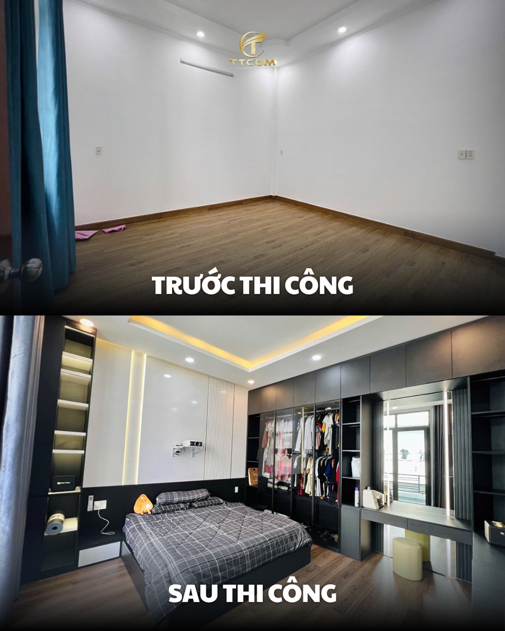 Hình ảnh trước và sau thi công tại dự án cải tạo nhà phố tại Quận 12 (TP. Hồ Chí Minh)