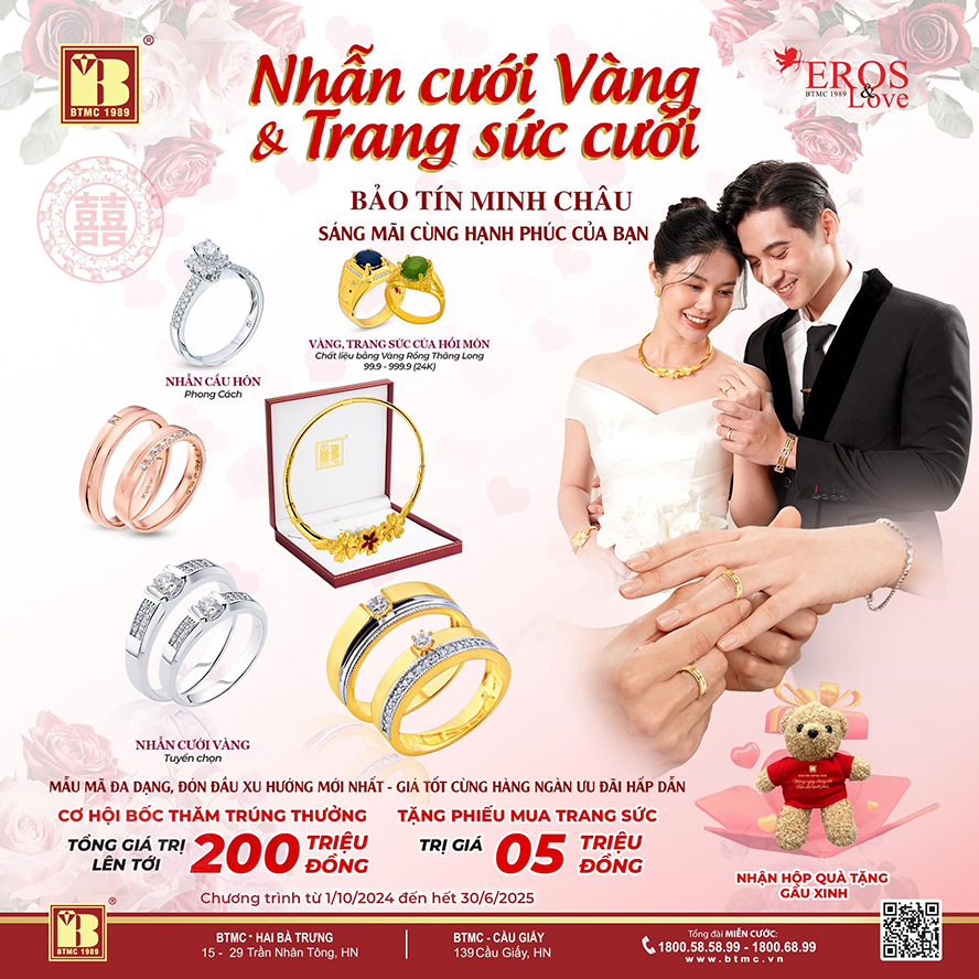 Mua trang sức cưới vàng, nhận ngay quà tặng hấp dẫn