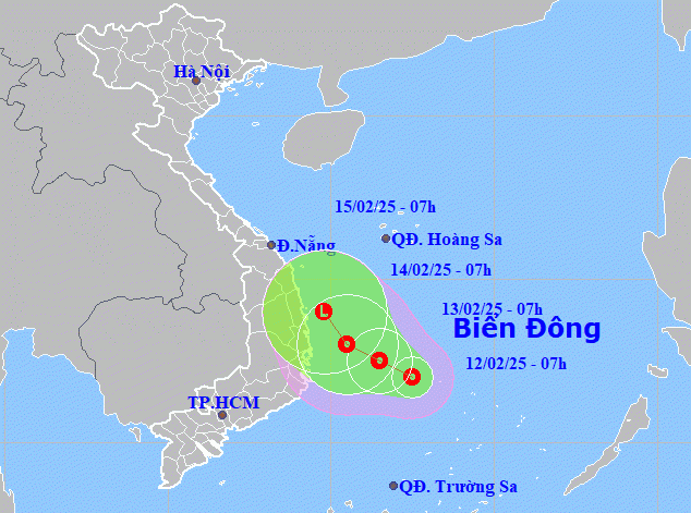 Dự báo đường đi của áp thấp nhiệt đới.