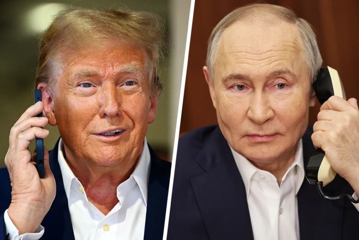 Ông Trump hôm 12/2 đã có cuộc điện đàm kéo dài 1,5 giờ với ông Putin. Ảnh: NBC News/Getty Images.