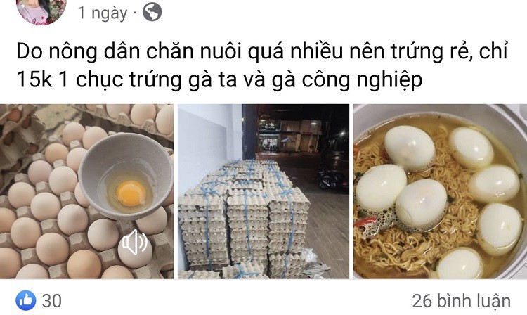 Nhiều người đăng bài "giải cứu" trứng gà trên chợ online những ngày gần đây. (Ảnh chụp màn hình).