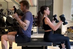 Vợ chồng Becks cùng nhau tập gym trong ngày Valentine