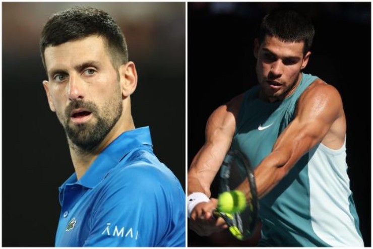 Trận đấu được kì vọng tại bán kết Qatar Open 2025, Djokovic (bên trái) gặp Alcaraz (bên phải)