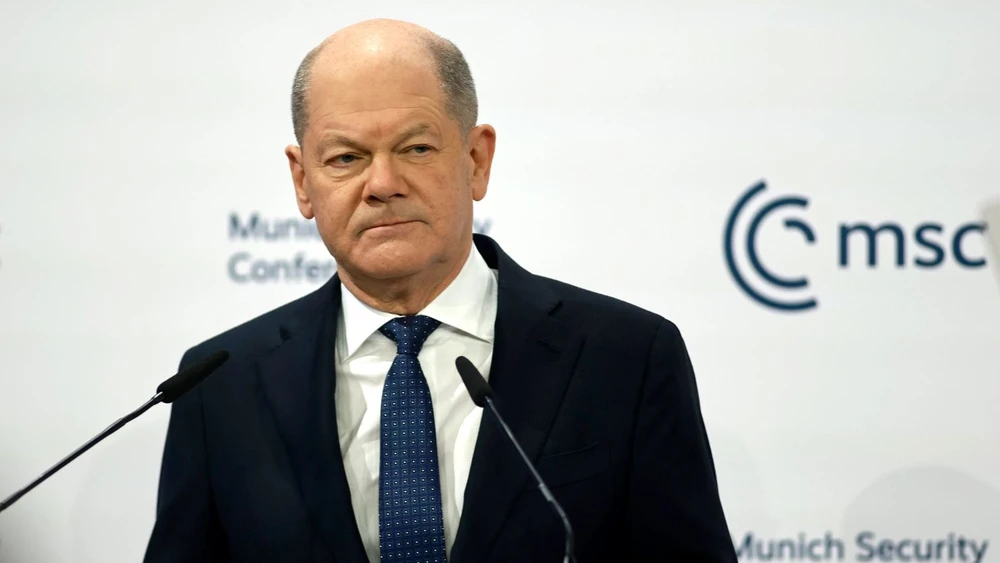 Thủ tướng Đức Olaf Scholz phát biểu tại Hội nghị An ninh Munich (Đức). Ảnh: GETTY IMAGES