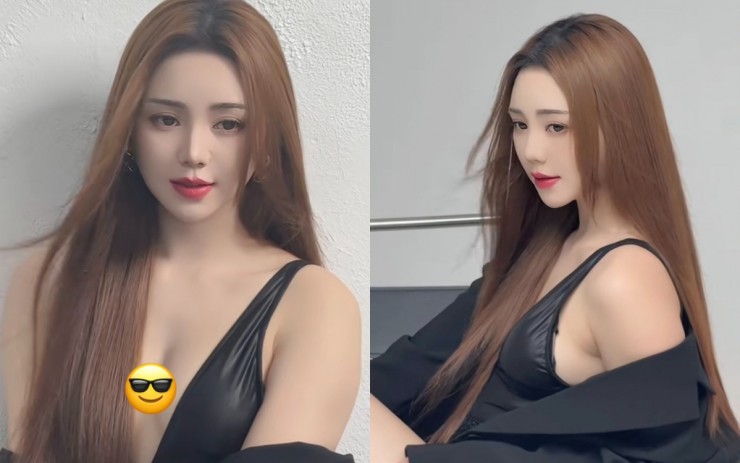 Trong đoạn video, nàng cựu hot girl Kem Xôi diện thiết kế bra chất liệu da gợi cảm, khoe vòng 1 đẫy đà.