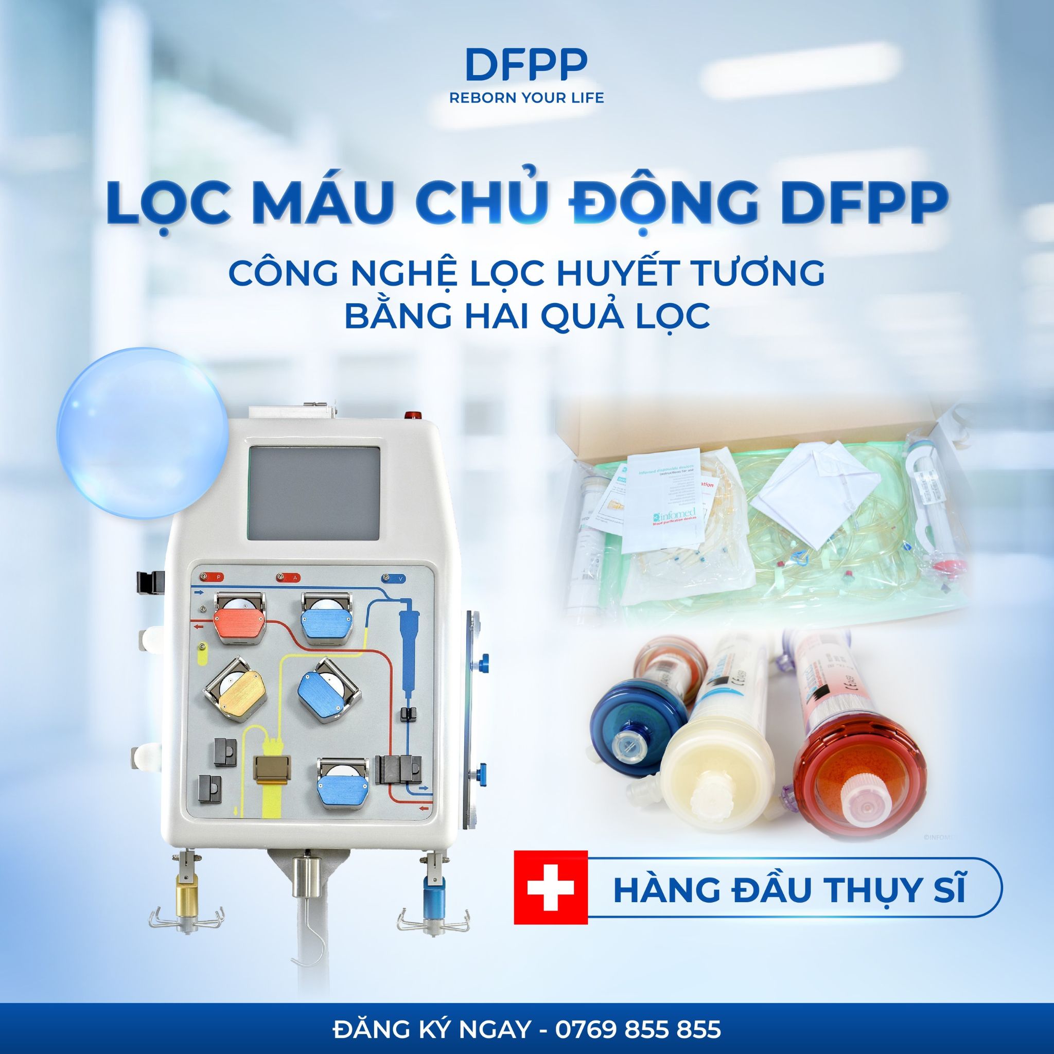 Công nghệ Lọc huyết tương bằng hai quả lọc hàng đầu Thụy Sĩ