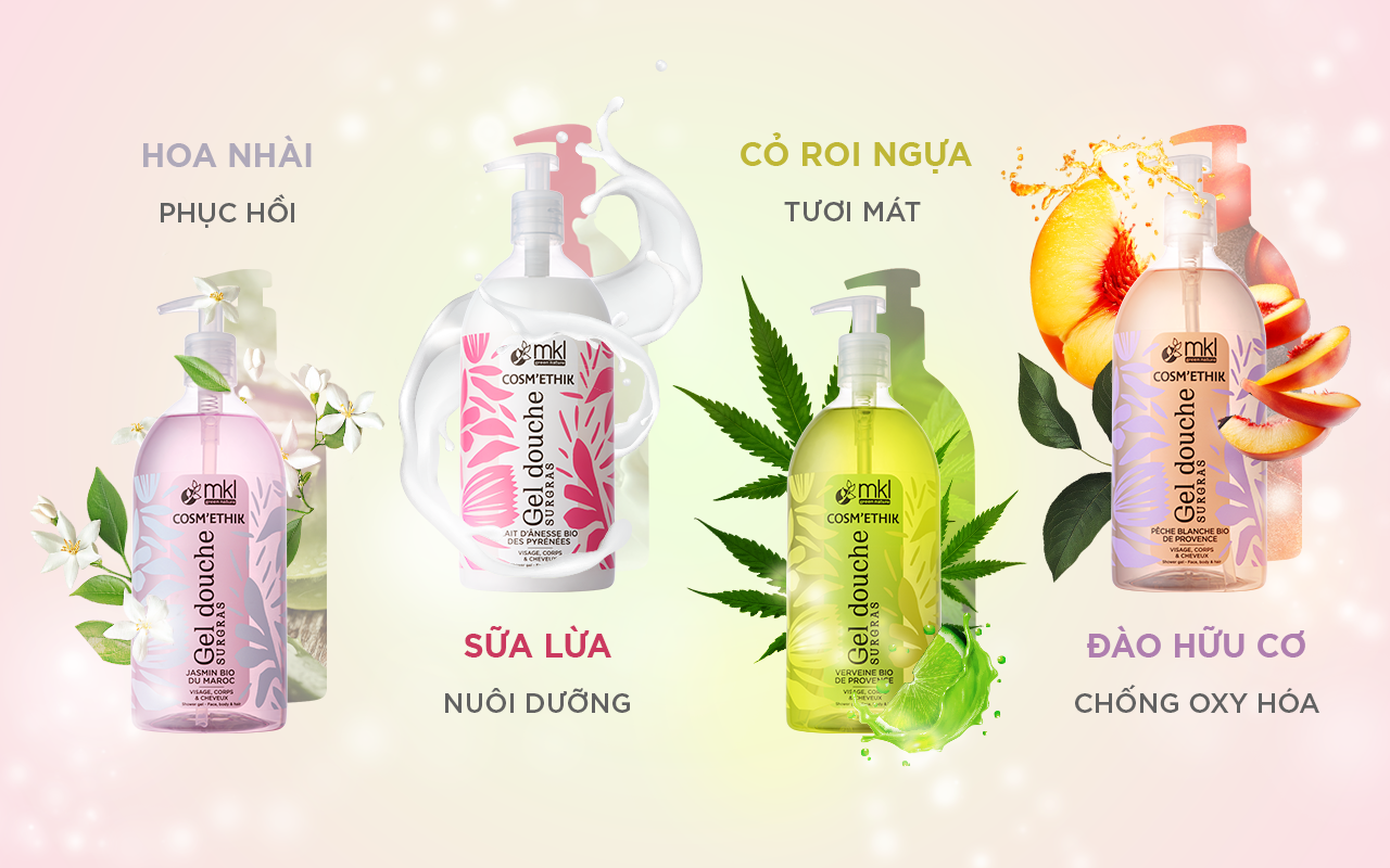 4 phiên bản sữa tắm giàu dưỡng chất MKL Green Nature Cosm’ethik Shower Gel giúp bạn thư giãn mỗi ngày