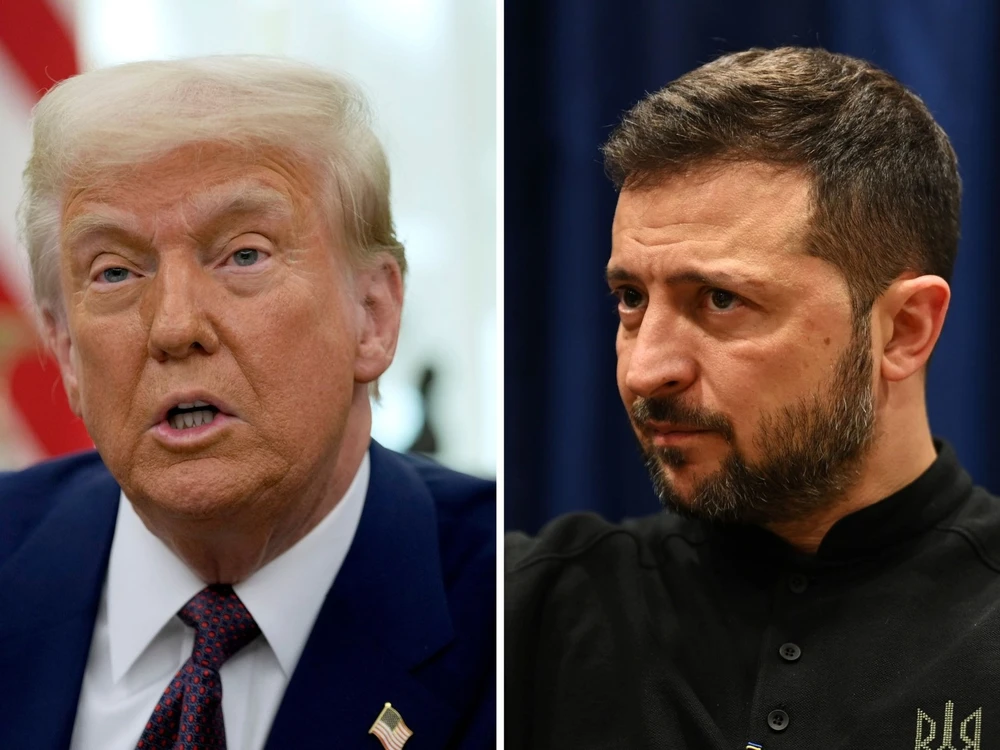 Tổng thống Mỹ Donald Trump (trái) và Tổng thống Ukraine Volodymyr Zelensky. Ảnh: GETTY IMAGES