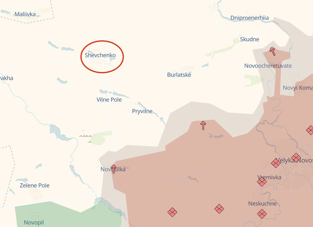 Quân đội Nga đang ngày càng áp sát mỏ lithium Shevchenko ở phía tây nam vùng Donetsk. Ảnh: DeepState.&nbsp;