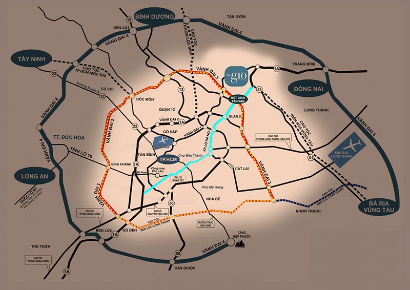 Bản đồ nút giao Tân Vạn và tuyến Vành Đai 3