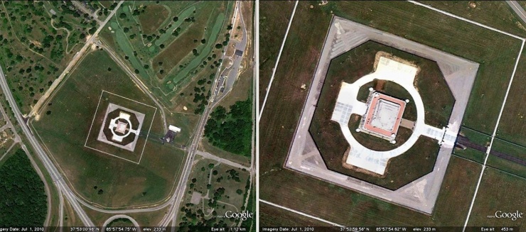 Ảnh vệ tinh của kho vàng Fort Knox, năm 2010. Ảnh: GG