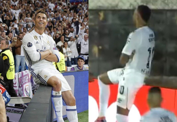 Neymar ăn mừng theo phong cách của Ronaldo