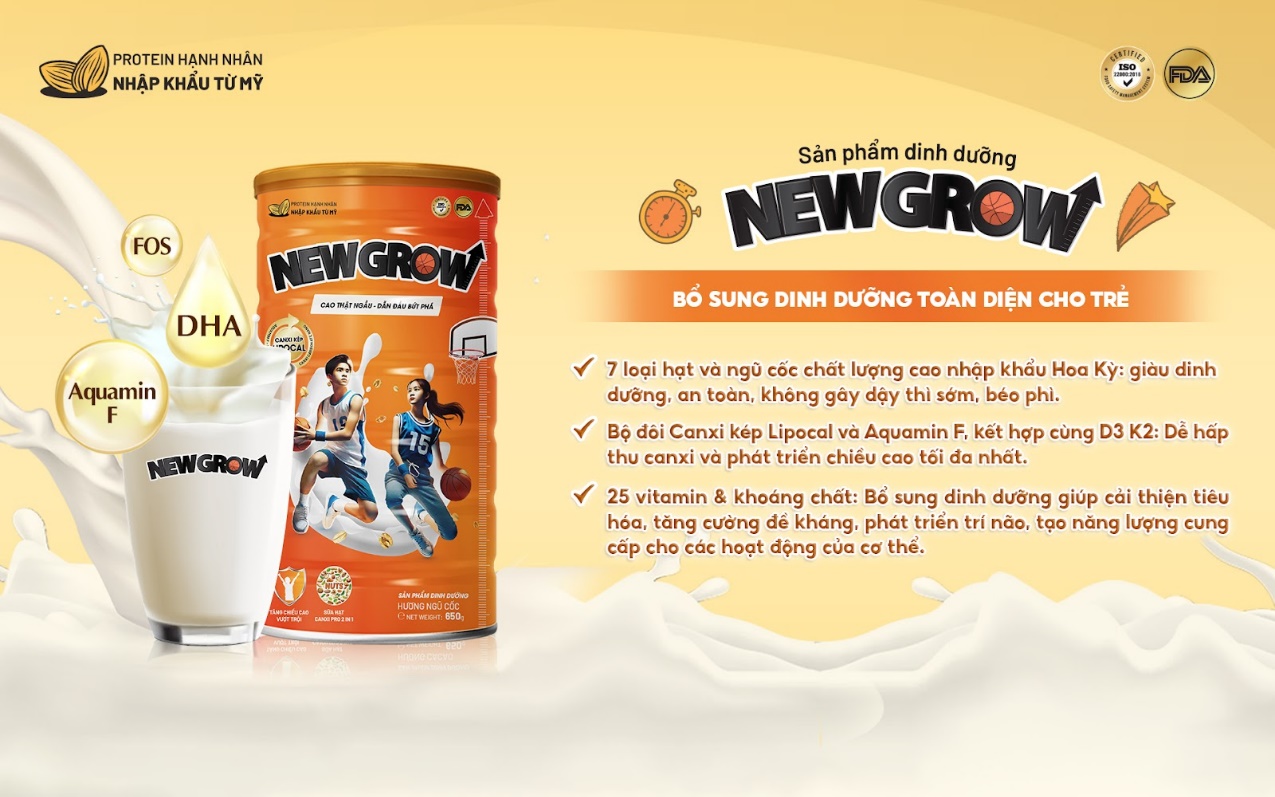 NewGrow – Giải pháp bổ sung dinh dưỡng và phát triển toàn diện từ sữa hạt&nbsp;