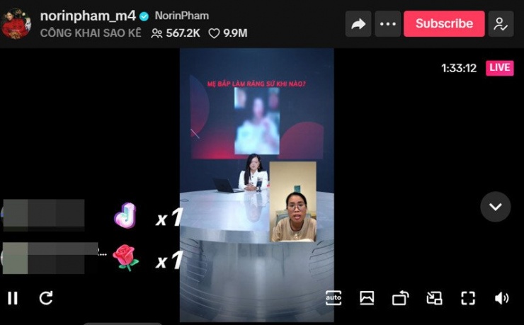 Mẹ bé Bắp và Phạm Thoại trên sóng livestream. Ảnh chụp màn hình&nbsp;