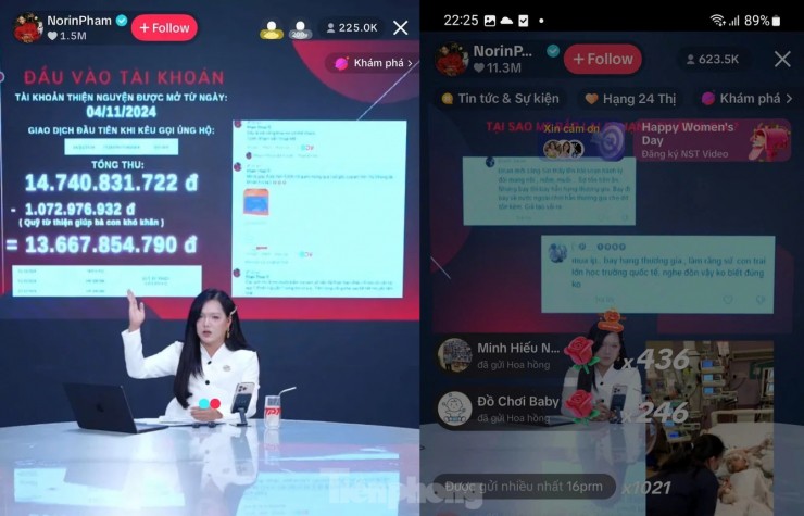 Phiên livestream của Phạm Thoại và mẹ bé Bắp thu hút hơn 620.000 lượt mắt xem trên mạng xã hội Tiktok tối 25/2. Ảnh: Chụp màn hình.