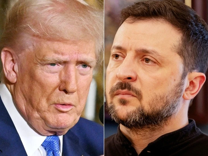 Tổng thống Mỹ Donald Trump (trái) và Tổng thống Ukraine Volodymyr Zelensky. Ảnh: AFP