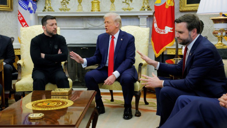 Cuộc gặp giữa ông Zelensky và ông Trump trở thành cuộc tranh cãi gay gắt chưa từng có ở Nhà Trắng. Ảnh: Reuters.