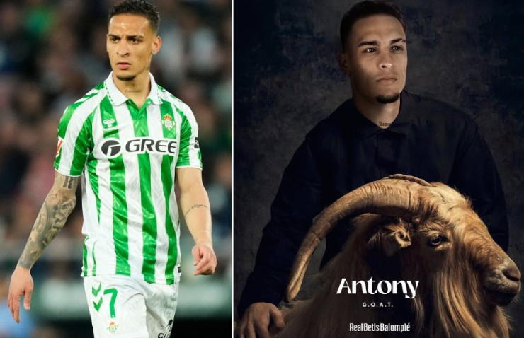 Real Betis đăng bức ảnh ca ngợi Antony là "GOAT" (Cầu thủ vĩ đại nhất lịch sử)