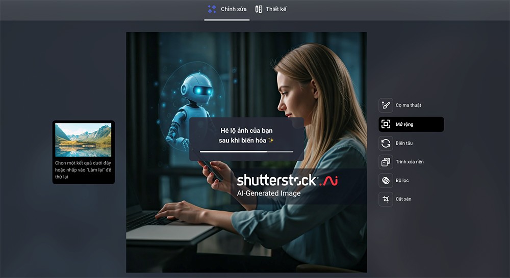 Một ví dụ về hình ảnh được tạo hoàn toàn bởi AI bằng cách nhập nội dung mô tả, đồng thời chỉnh sửa ngay bằng AI trên shutterstock