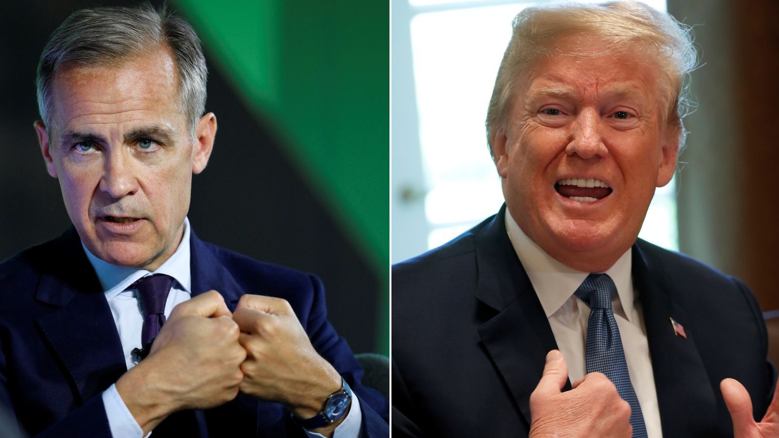 Ông Carney (trái) bày tỏ quan điểm cứng rắn với chính quyền ông Trump. Ảnh: Sky News