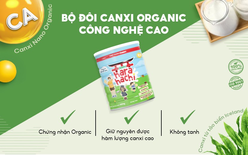 Hara Hachi chứa bộ đôi canxi vượt trội từ công nghệ Nano Canxi và Canxi từ tảo biển Icecal