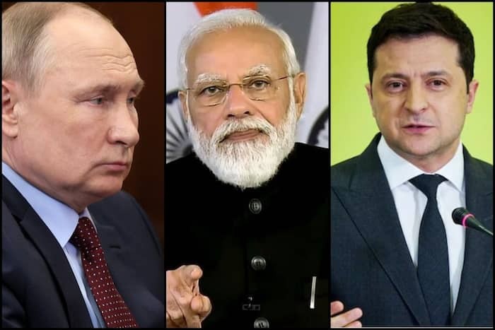 Ông Putin (trái), ông Modi (giữa) và ông Zelensky. Ảnh: India.com