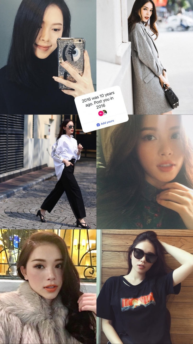 Người mẫu Linh Rin cũng hưởng ứng trend 'nhìn lại năm 2016'. Thời điểm bấy giờ, bà xã doanh nhân Phillip Nguyễn còn là người mẫu ảnh, góp mặt trong phim Lời nói dối ngọt ngào (2016).